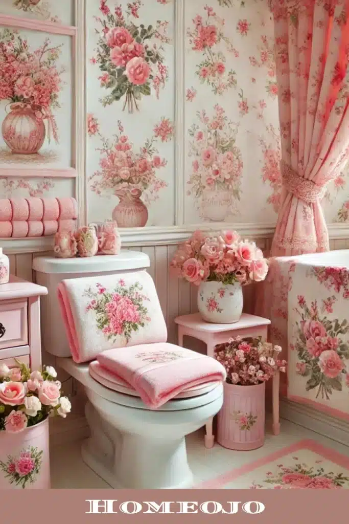 Pink accents for girly bathroom