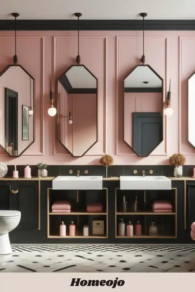 Framed mirrors for girly bathroom