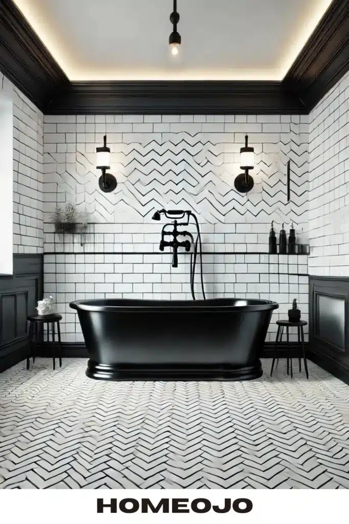 Bold Black Bathtub for coulple bathroom