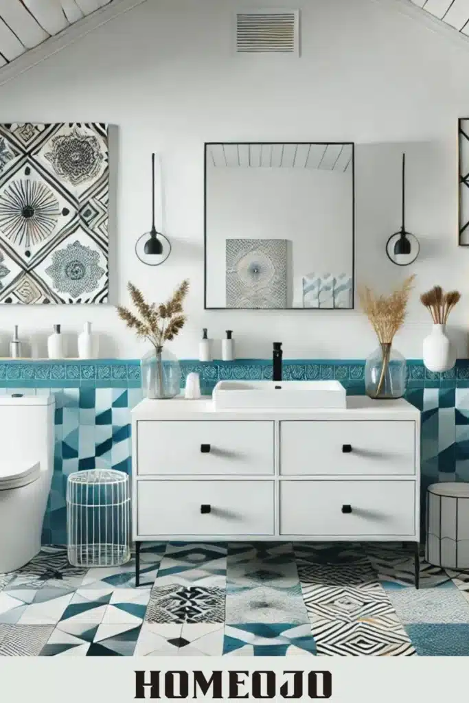 Bold Blue tiles for bathroom