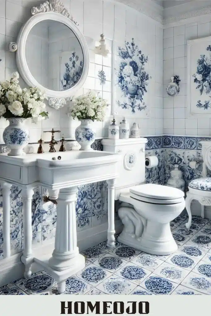 Classic white and blue Tiles for bathroom