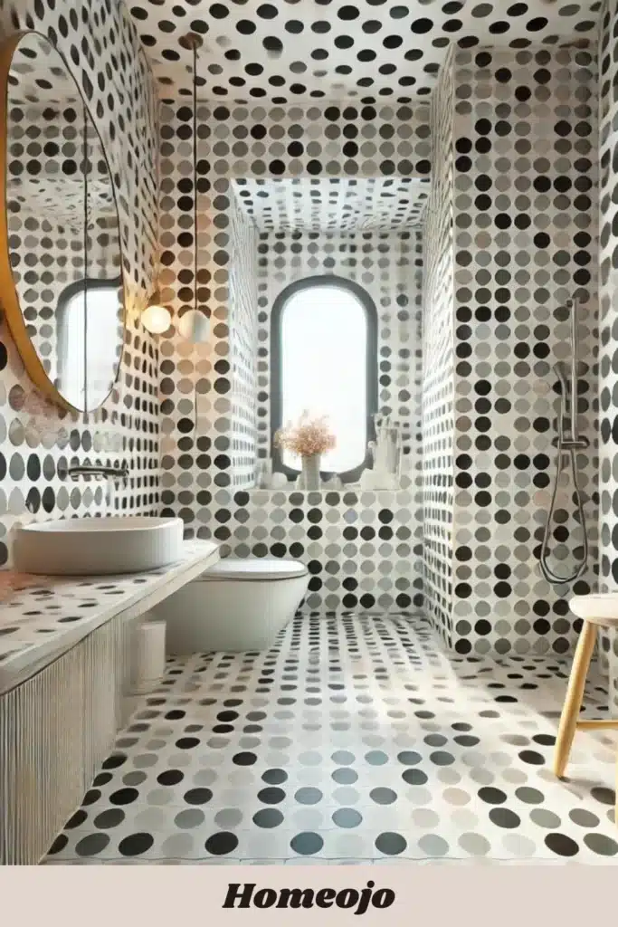 Polka dots tiles for girly bathroom