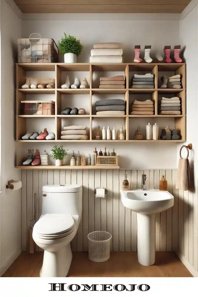 Storage shelves for small bathrooms