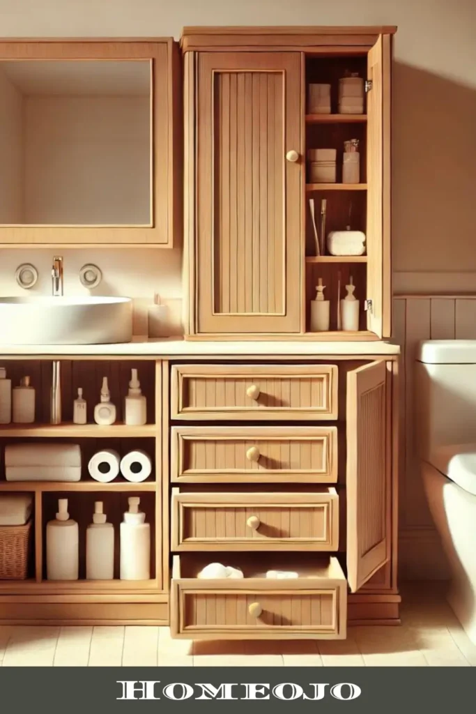 Hidden Storage for coastal bathroom