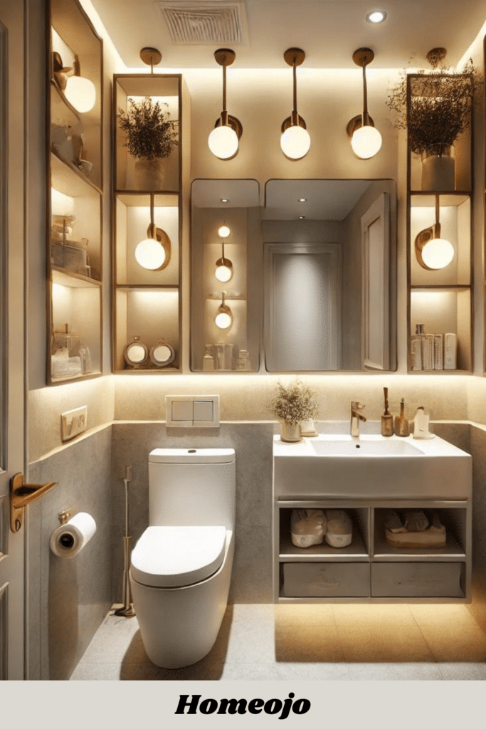 Layered Lighting for tiny bathroom