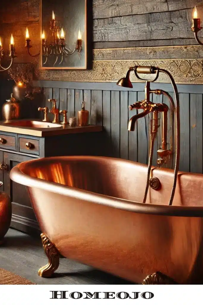 Metal, copper bathtub for bathroom