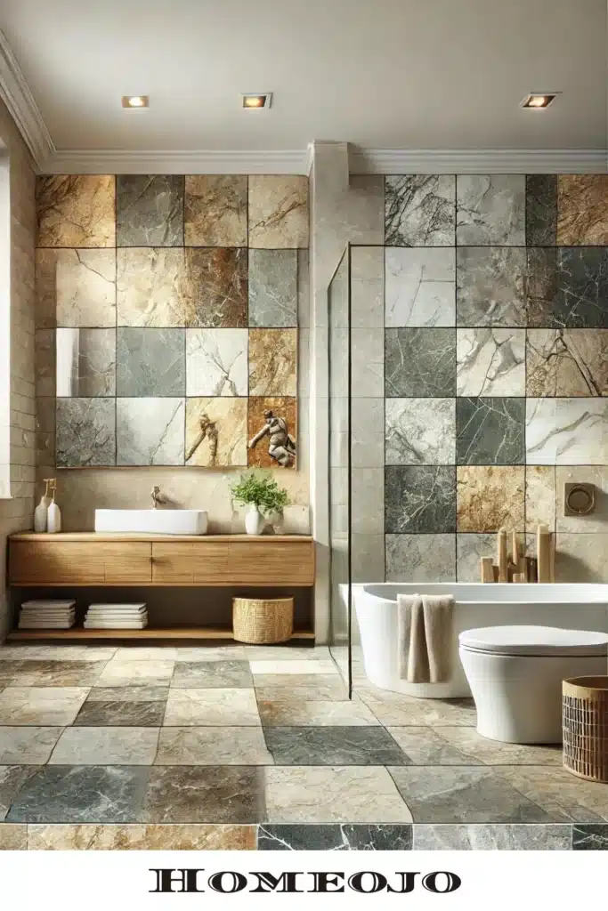 Natural stone tiles for bathroom 