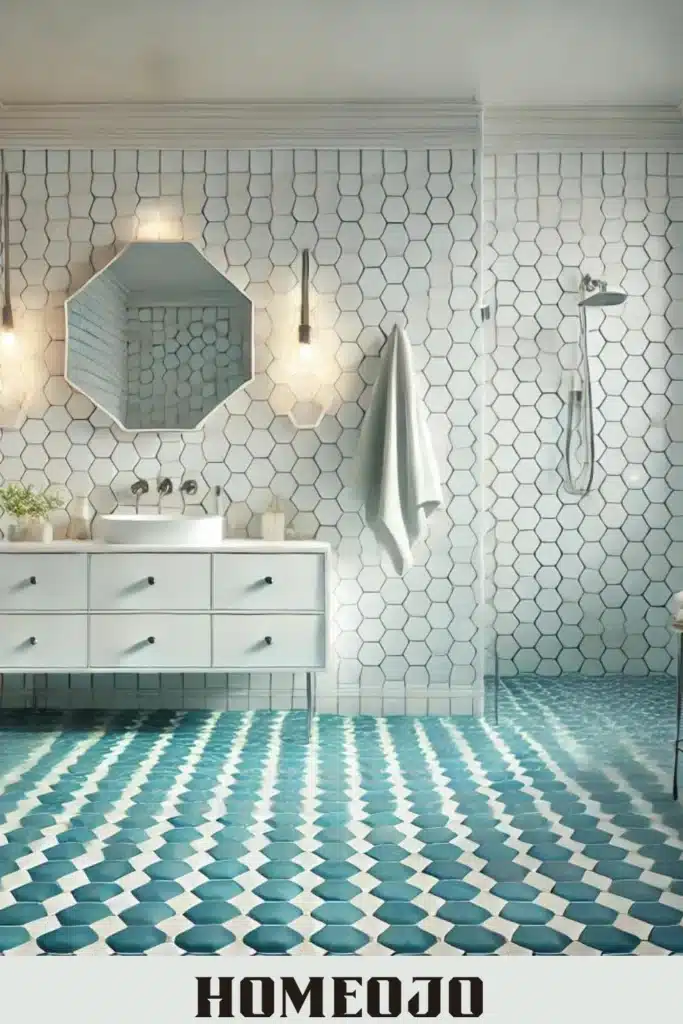 Ocean Blue Hexagon Tiles for bathroom