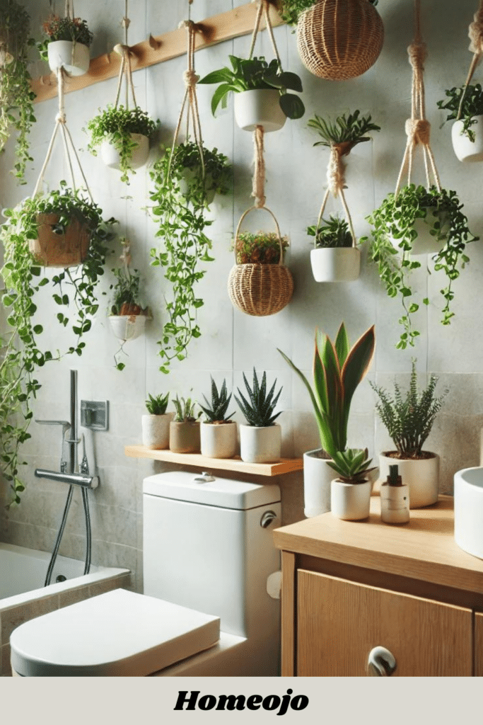 Tiny bathroom with plants