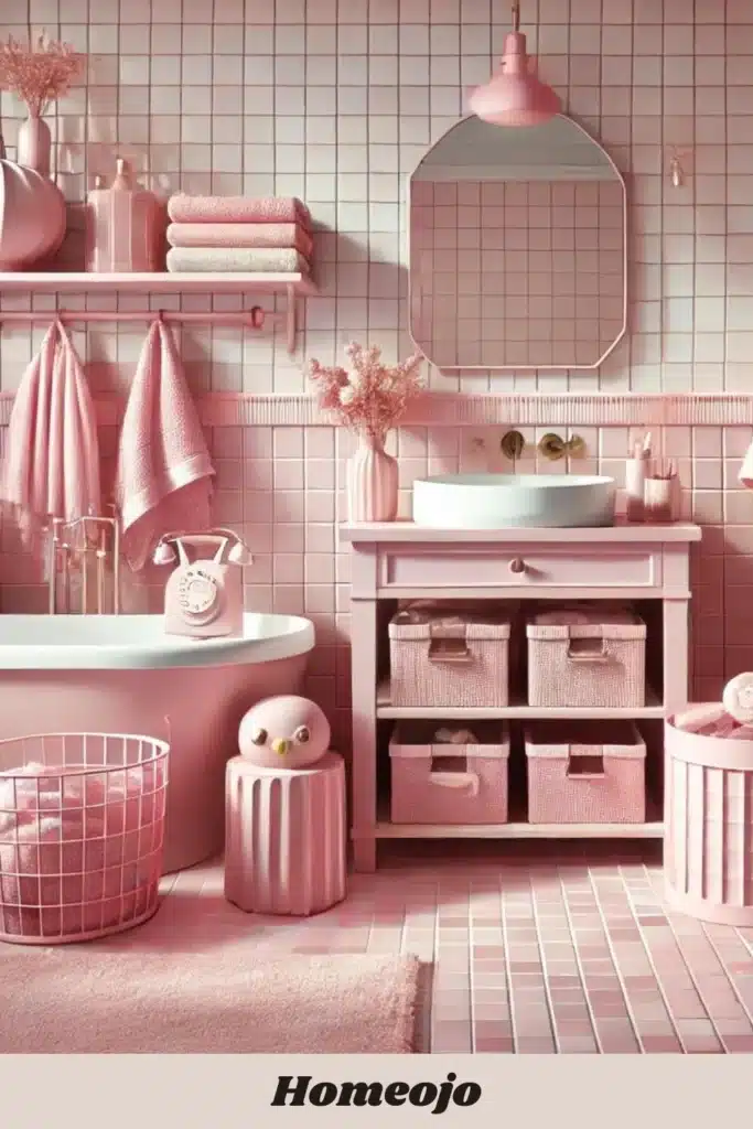 Pink accents for girly bathroom