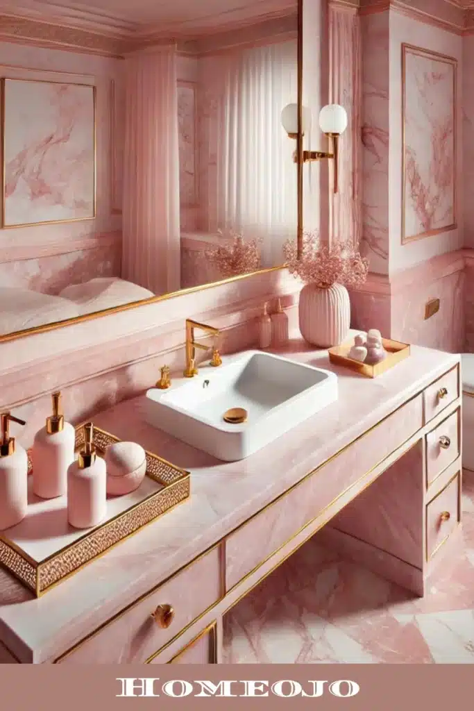 girly pink bathroom with marble Elegance