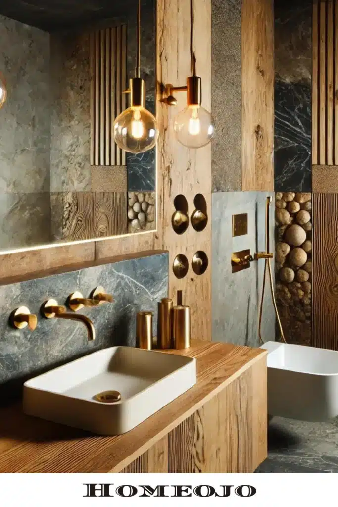 Rustic bathroom with layering pattern