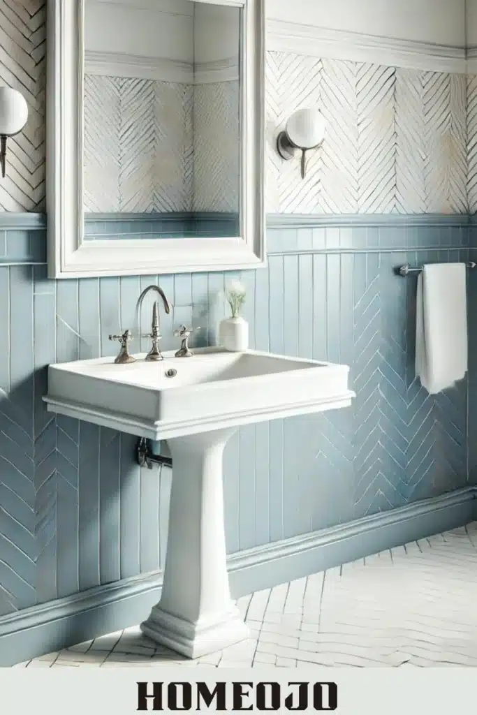 Sky Blue Herringbone Tiles for bathroom 