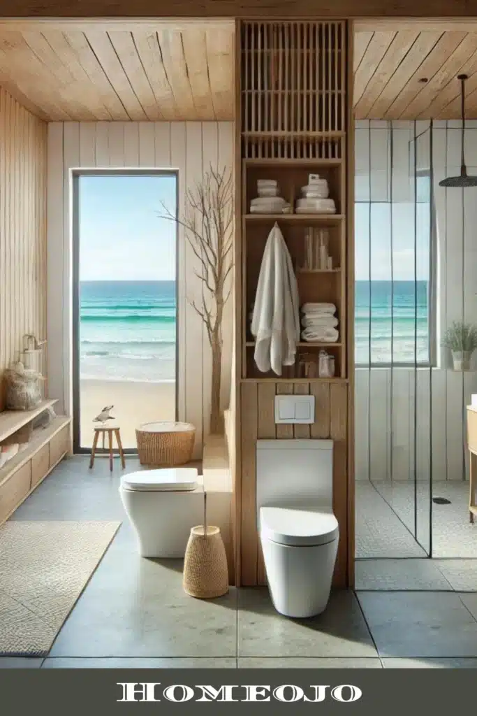 coastal bathroom with open view