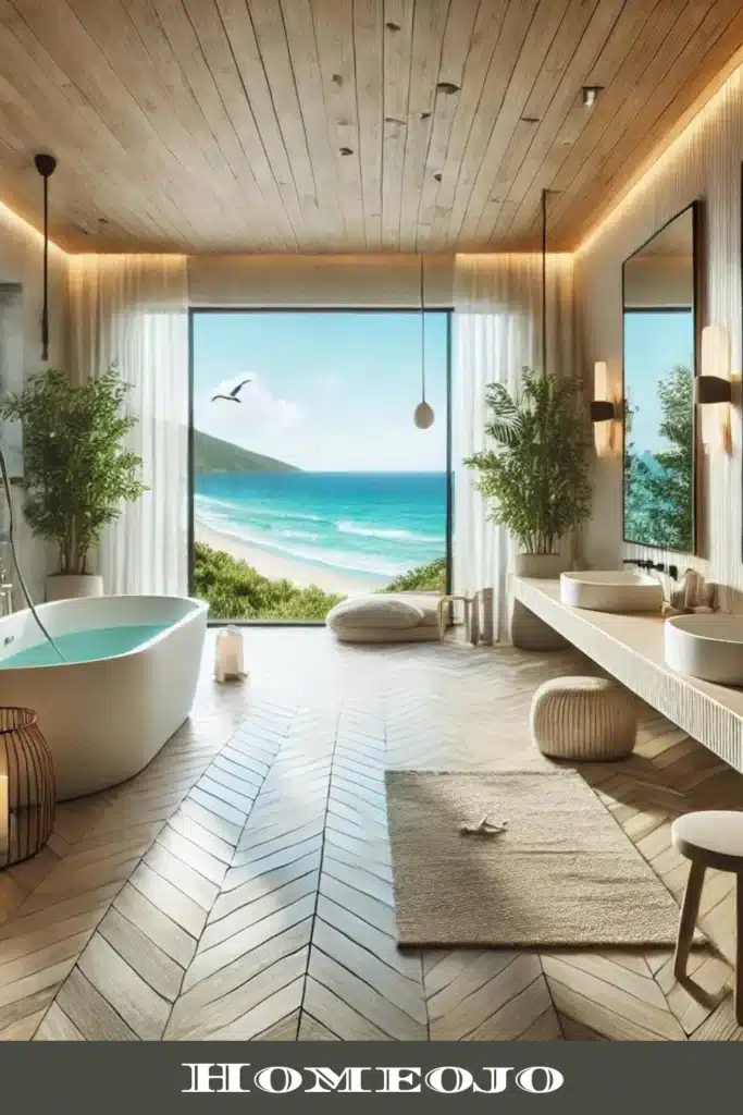 Layout for coastal bathroom