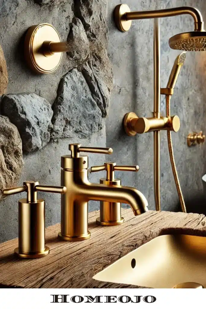 Gold fixtures for bathroom decor