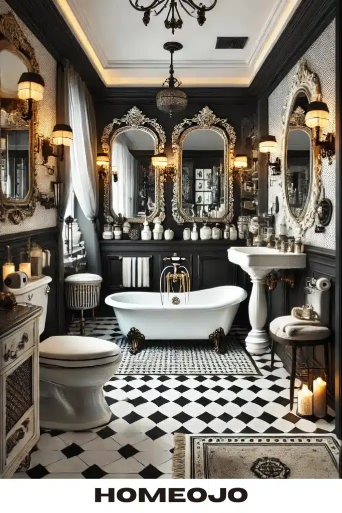 Vintage glitz and glamour for couple bathroom