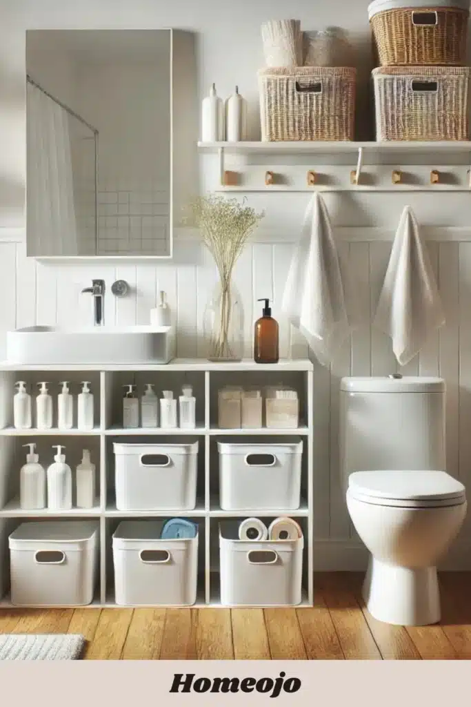 White bins for girly bathroom