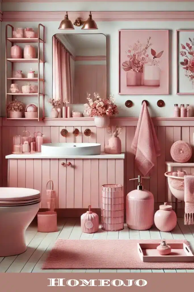 Pink accessories for girly bathroom