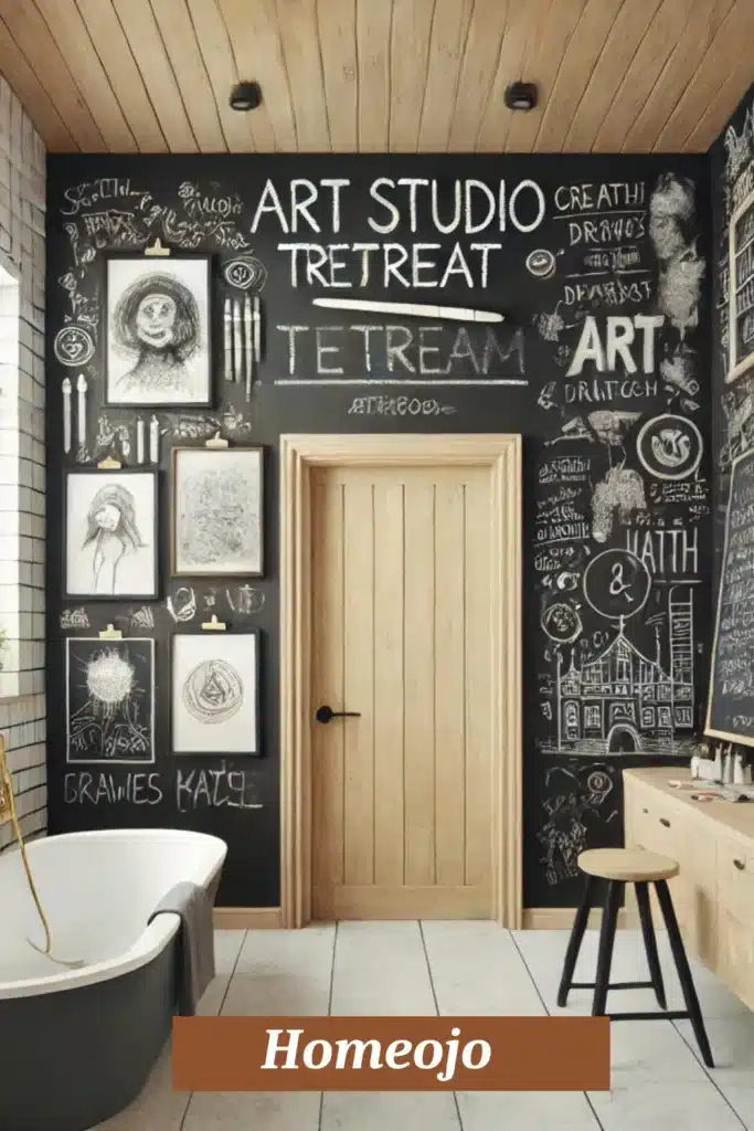 Teen girl bathroom with chalkboard paint