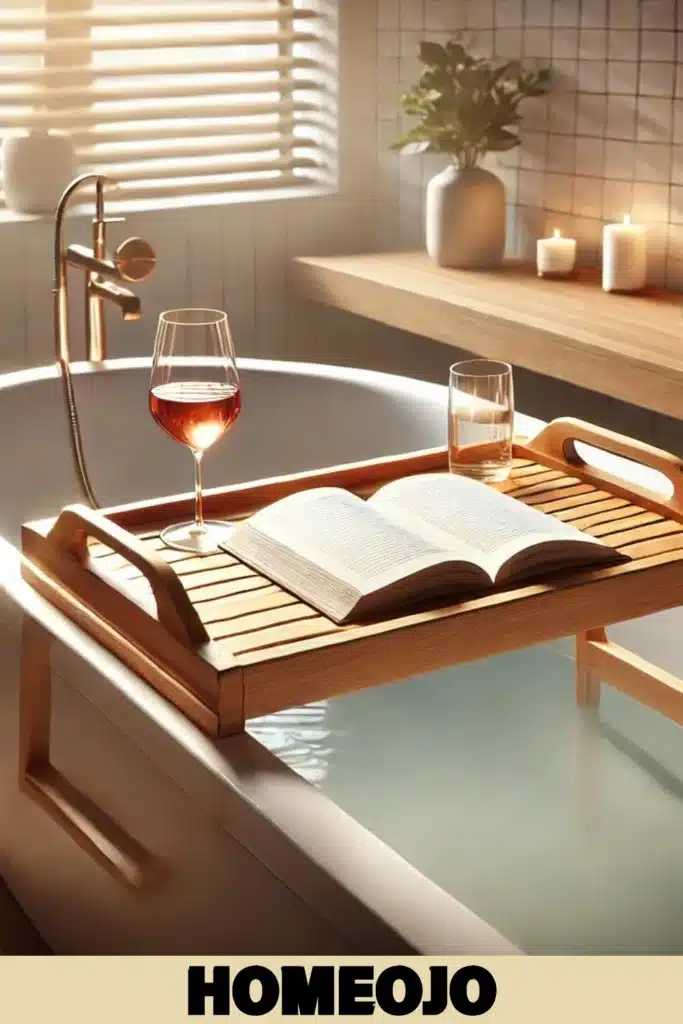 Fancy bath tray for couple bathroom