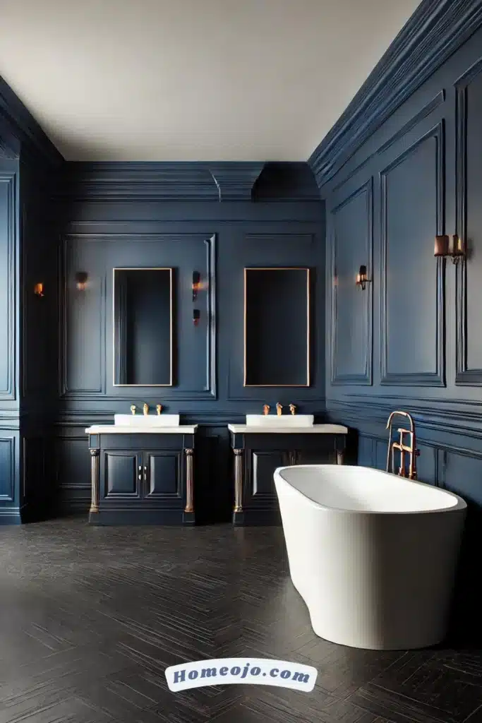 Inky blues color for bathroom