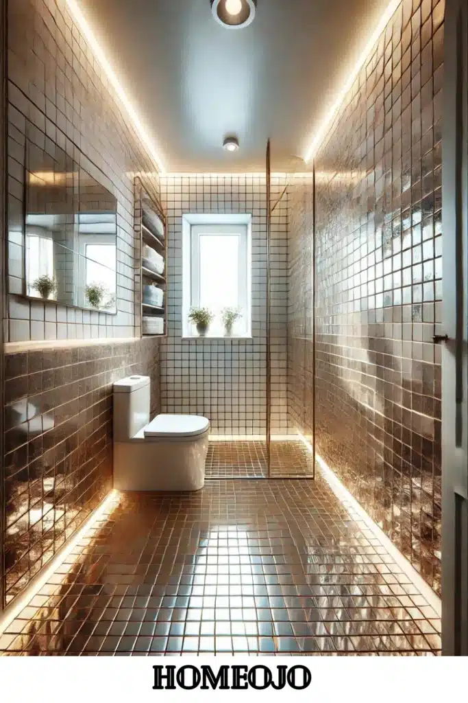 Shiny tiles for small bathroom