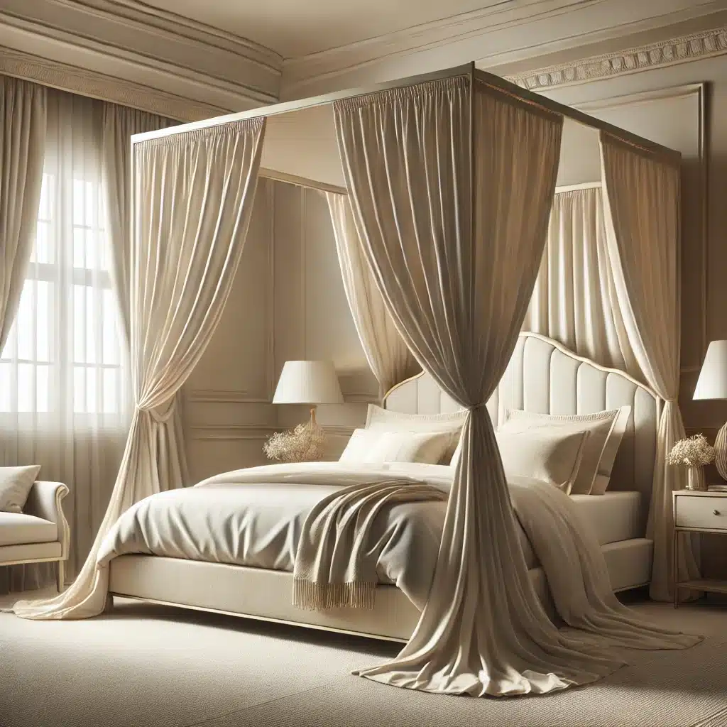 Beige Canopy Bed