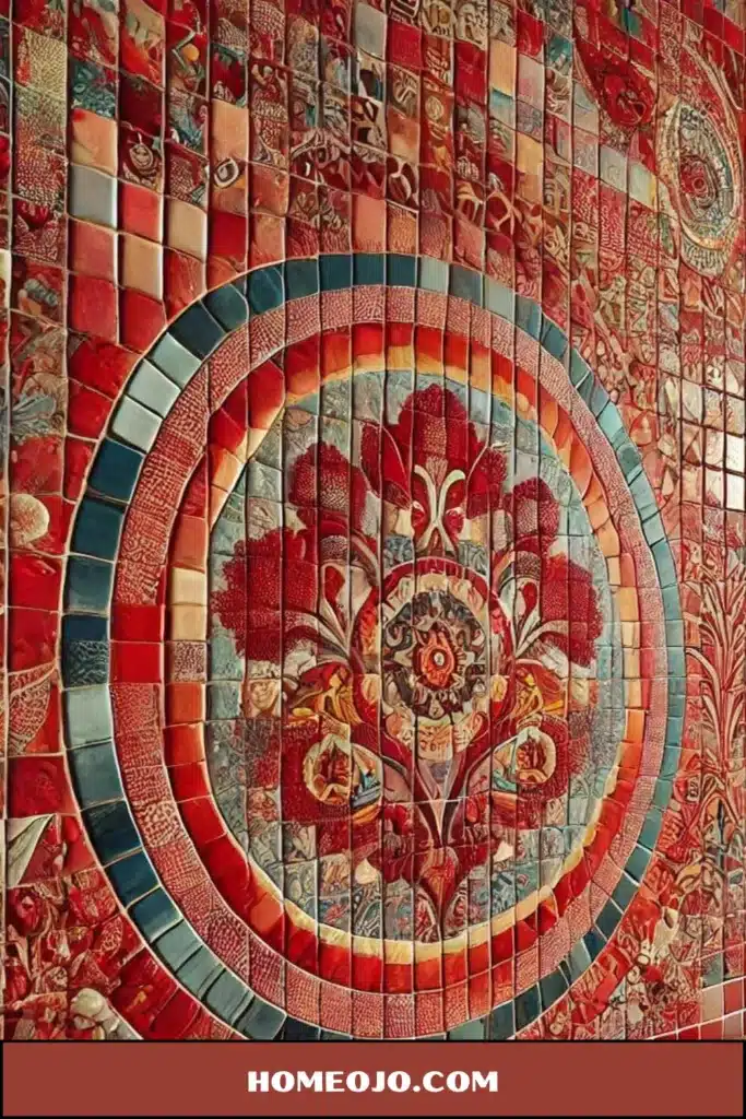 Bohemian-Inspired Red Mosaic for bathroom