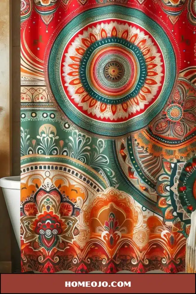 Red shower curtains for bathroom decor