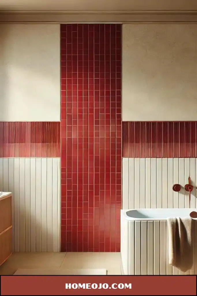 Bathroom decor with red tiles