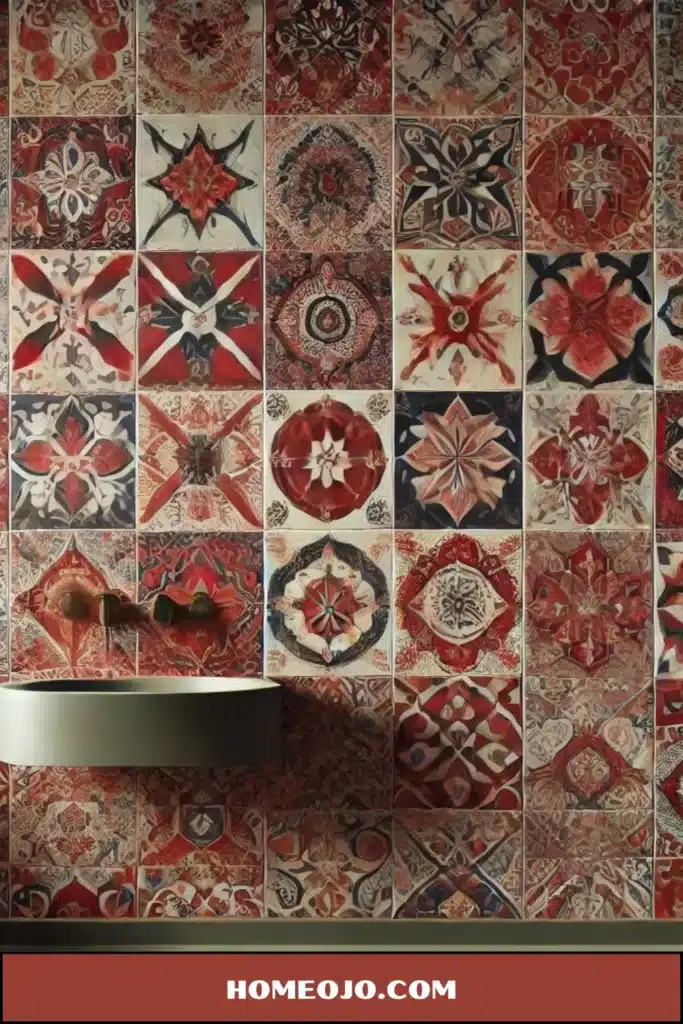 Red wall tiles for bathroom decor