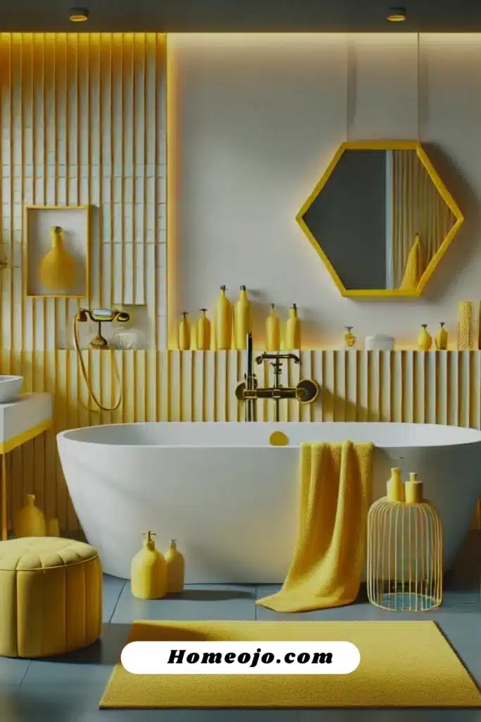 Fancy accents with yellow color for bathroom