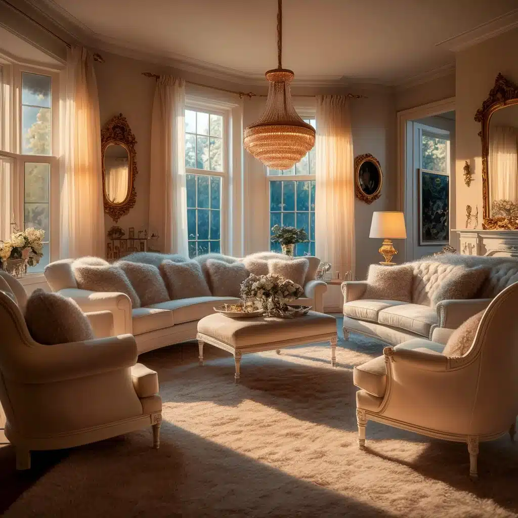 Classic Cozy Living Room Interior At Golden Hour