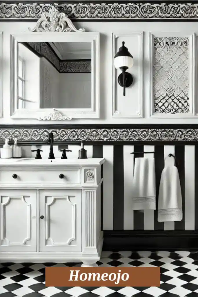 Monochrome bathroom for teen girl