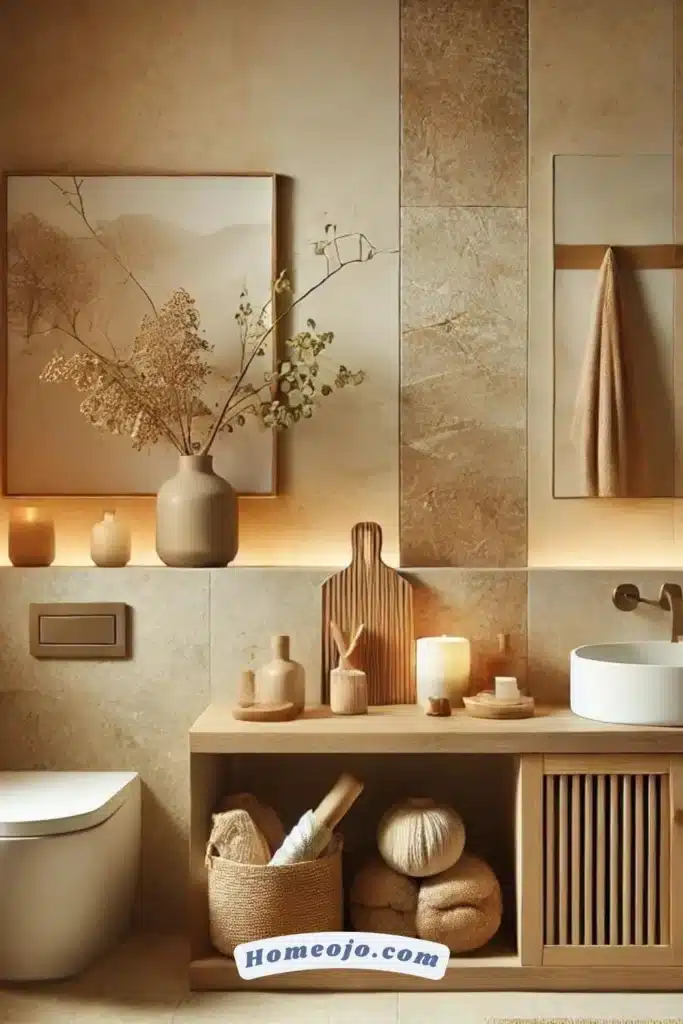 Warm beige and cream colors for bathroom