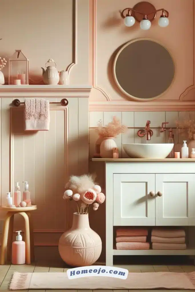 Light pinks and blush tones for bathroom