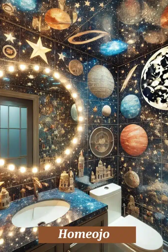 Cosmic accents for teen girl bathroom