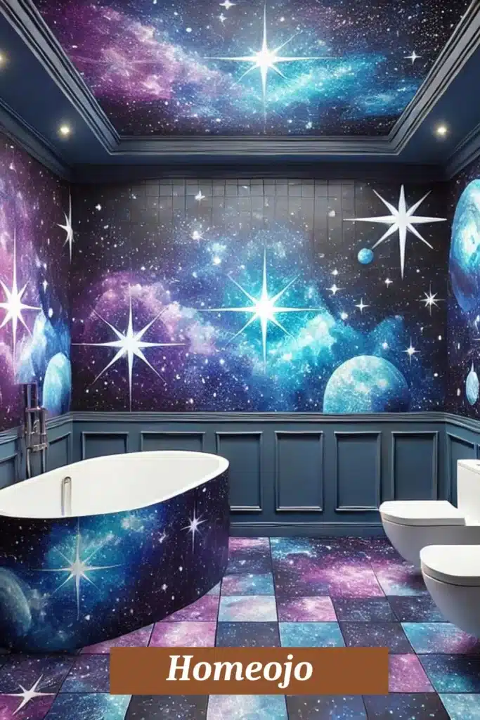 Cosmic galaxy bathroom for teen girl bathroom