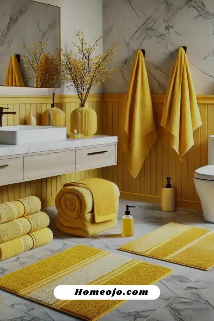 Yellow bath mats