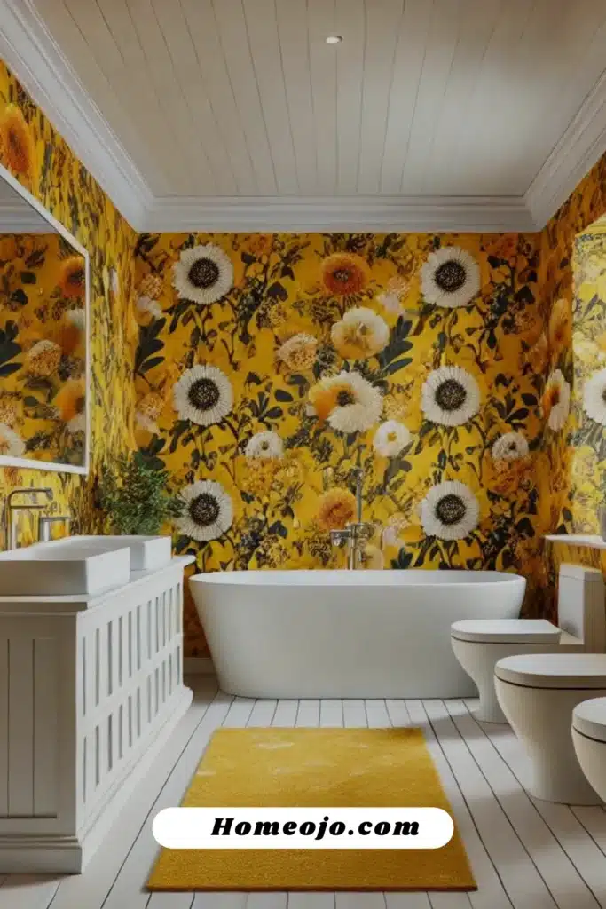 yellow flower pattern for bathroom