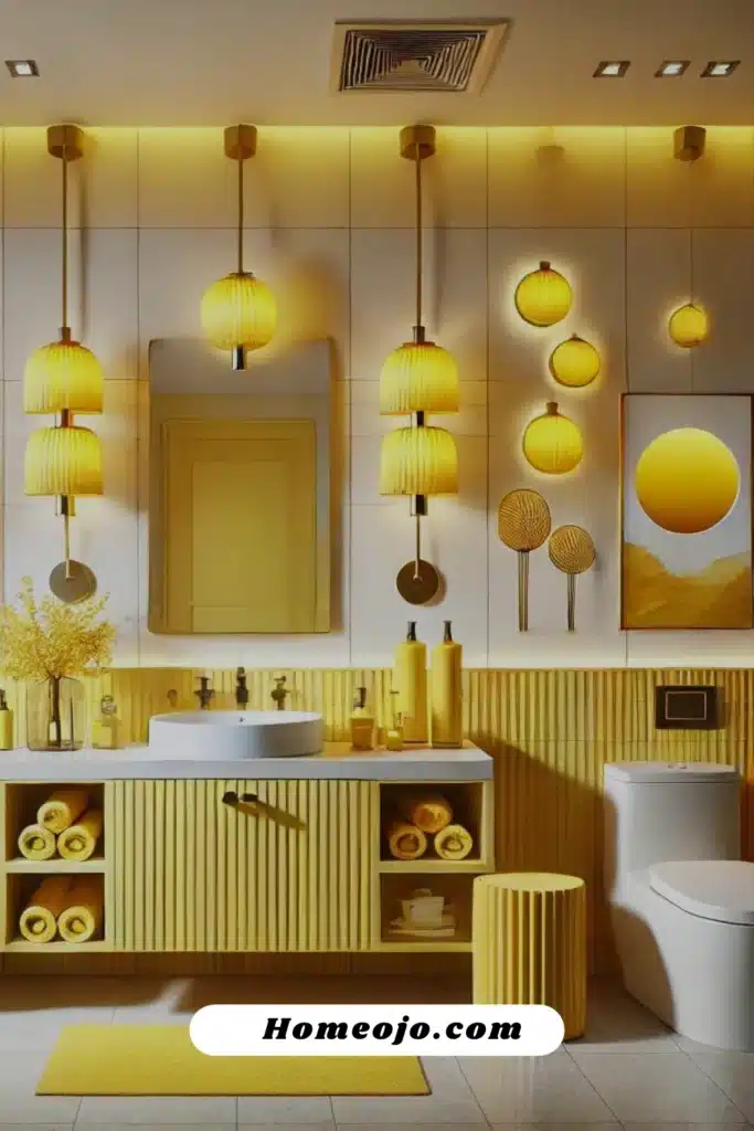 Yellow pendant lights for bathroom