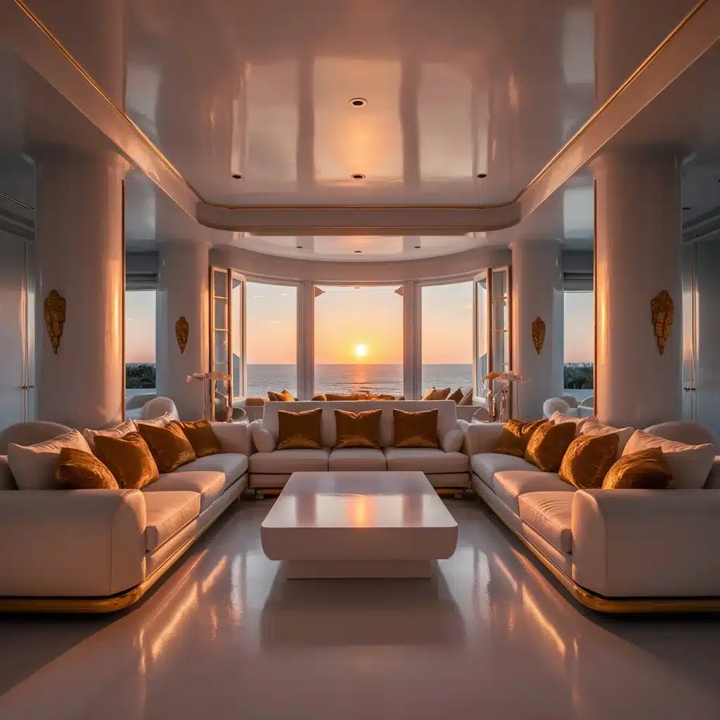 Modern Luxury Living Room Interior At Golden Hour