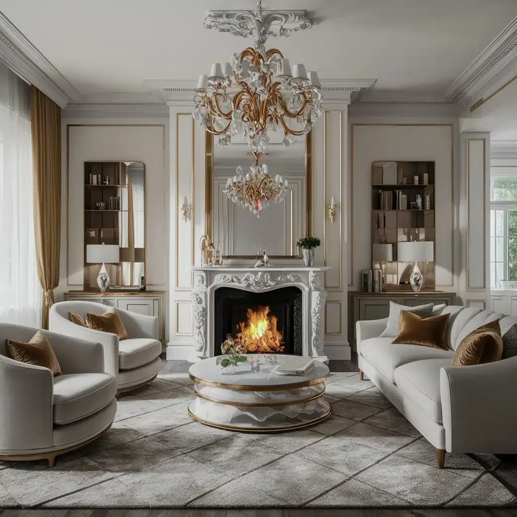 Living Room Interior With Fireplace