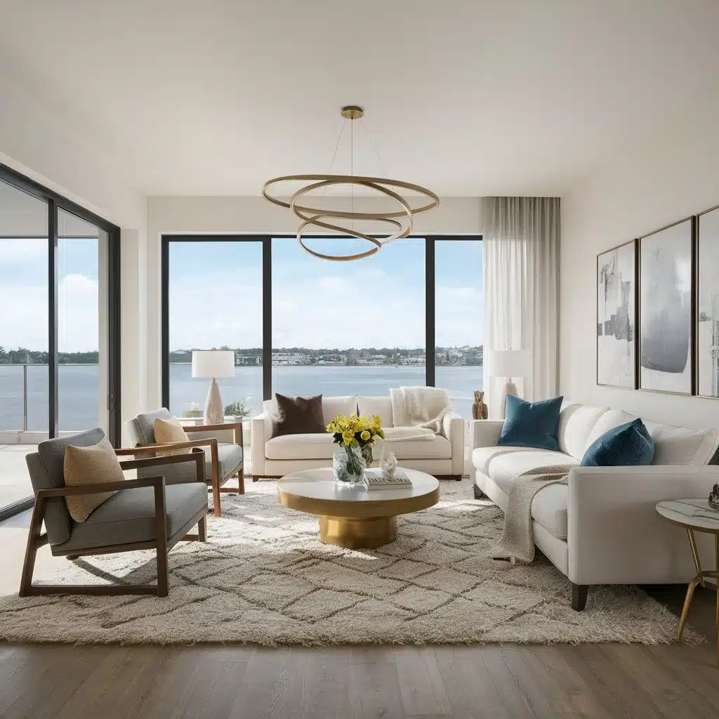 Modern Simple Living Room Interior At Waterfront