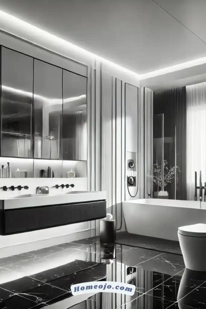 Black and white color for bathroom