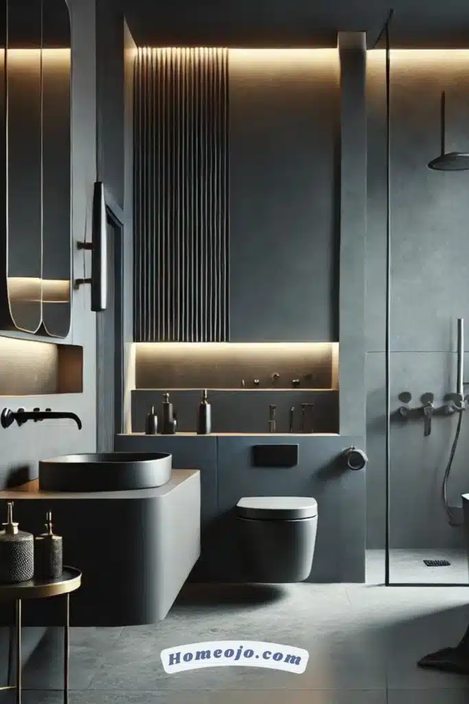 Deep shades of gray for bathroom