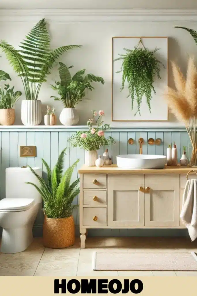 Nature elements for couple bathroom