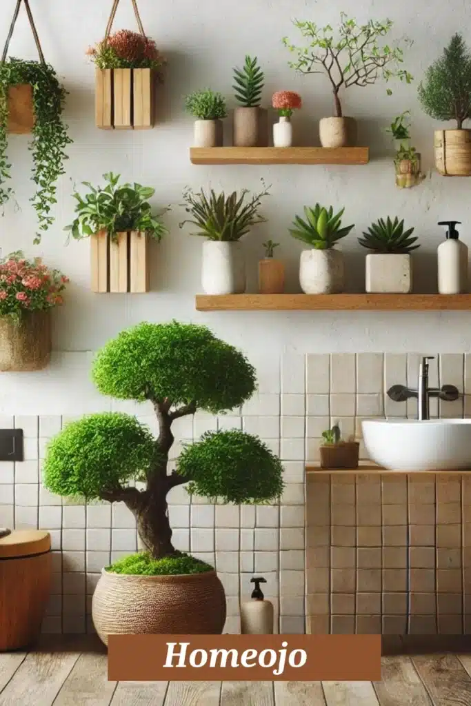 Greenery touch for teen girl bathroom