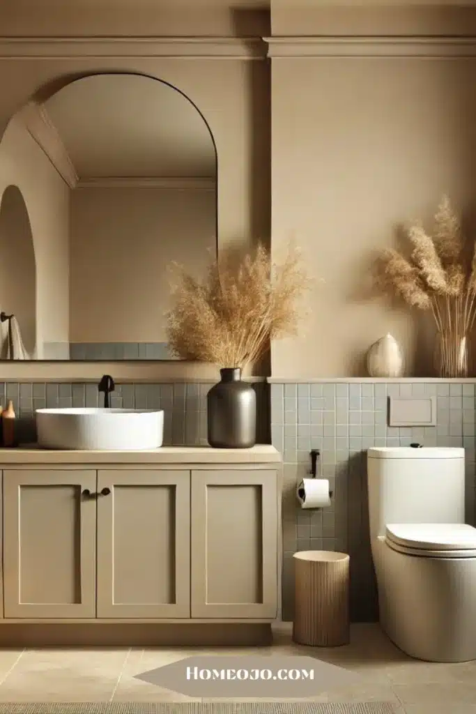 Neutral bathroom decor with beige tones